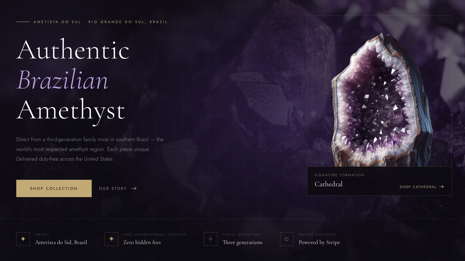 Fox Amethyst online store — Brazilian amethyst for the US market
